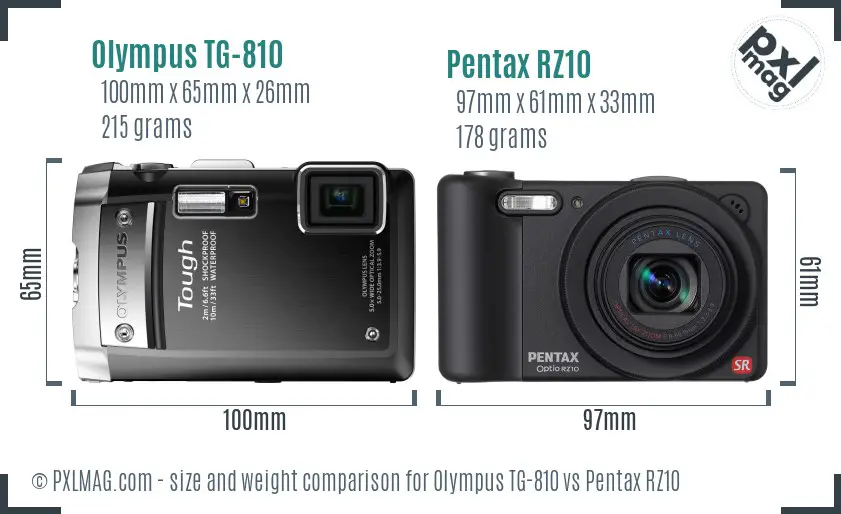 Olympus TG-810 vs Pentax RZ10 size comparison