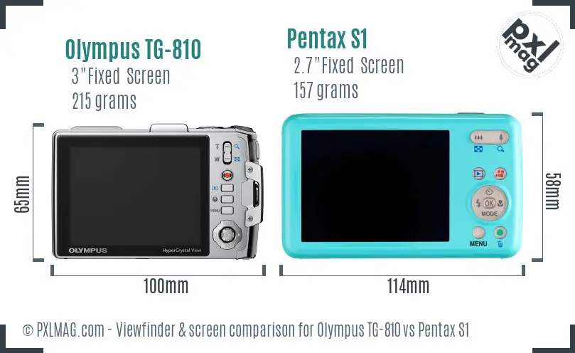 Olympus TG-810 vs Pentax S1 Screen and Viewfinder comparison