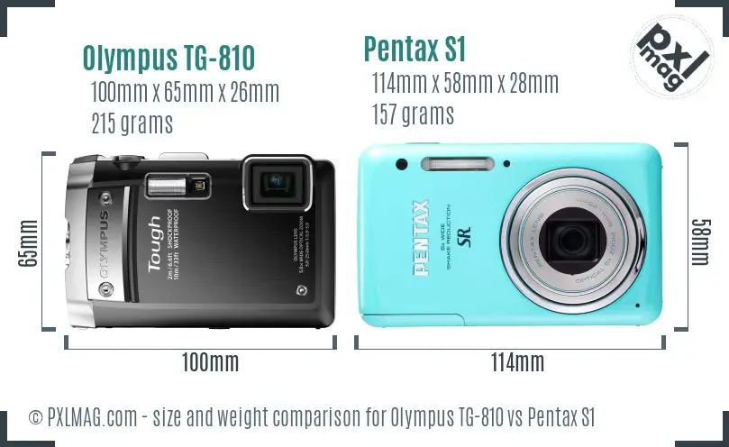 Olympus TG-810 vs Pentax S1 size comparison