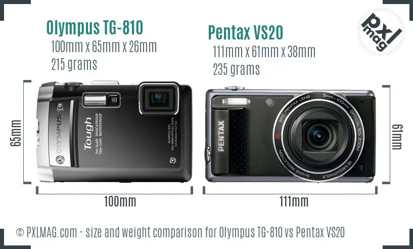 Olympus TG-810 vs Pentax VS20 size comparison