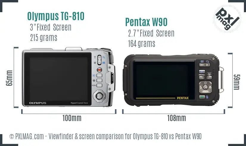 Olympus TG-810 vs Pentax W90 Screen and Viewfinder comparison