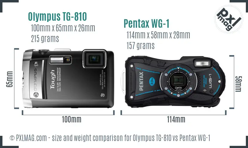 Olympus TG-810 vs Pentax WG-1 size comparison