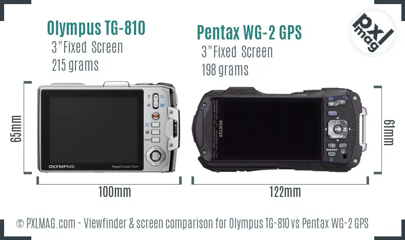 Olympus TG-810 vs Pentax WG-2 GPS Screen and Viewfinder comparison