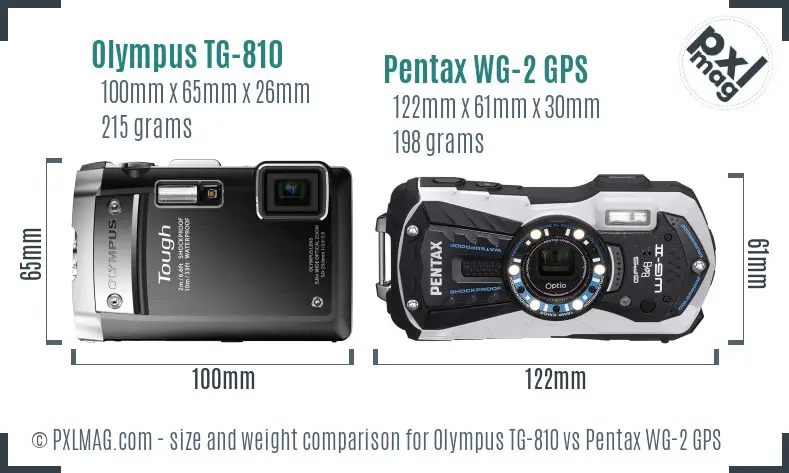 Olympus TG-810 vs Pentax WG-2 GPS size comparison