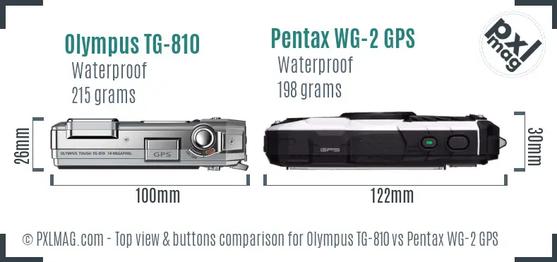 Olympus TG-810 vs Pentax WG-2 GPS top view buttons comparison