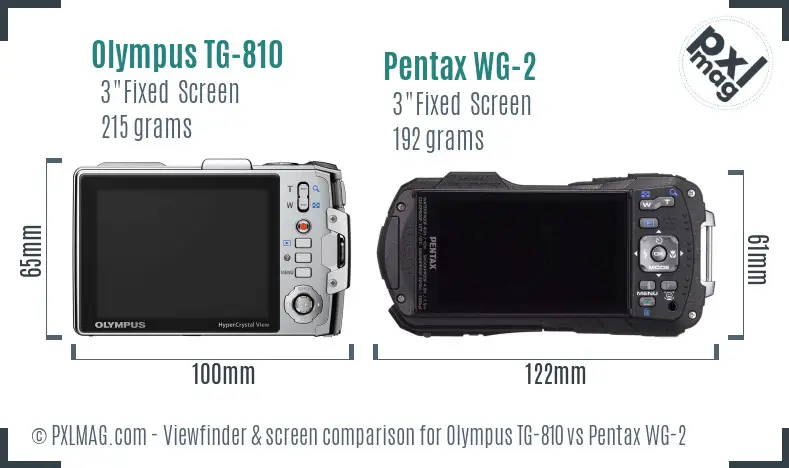 Olympus TG-810 vs Pentax WG-2 Screen and Viewfinder comparison