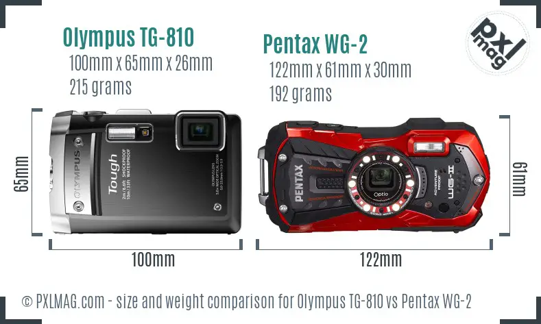 Olympus TG-810 vs Pentax WG-2 size comparison
