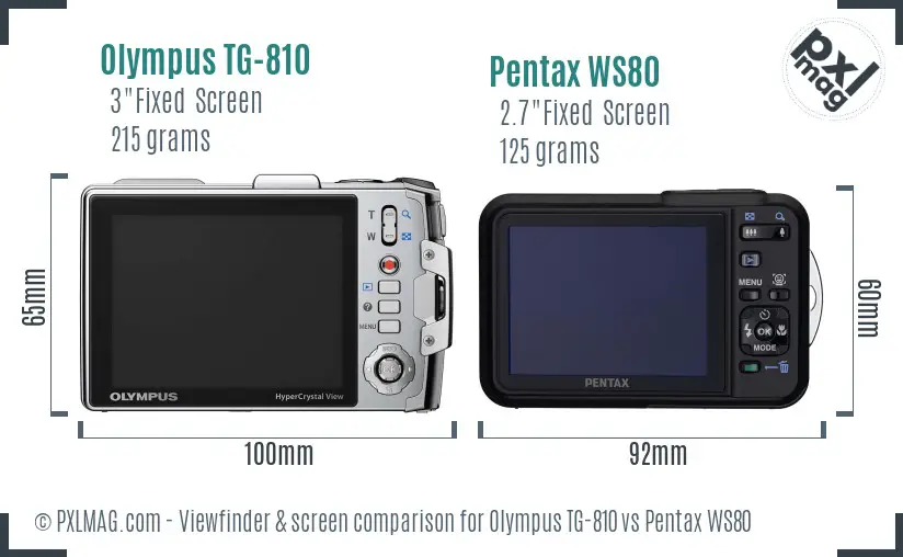 Olympus TG-810 vs Pentax WS80 Screen and Viewfinder comparison