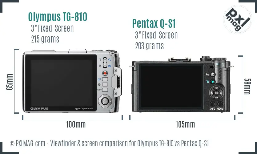 Olympus TG-810 vs Pentax Q-S1 Screen and Viewfinder comparison