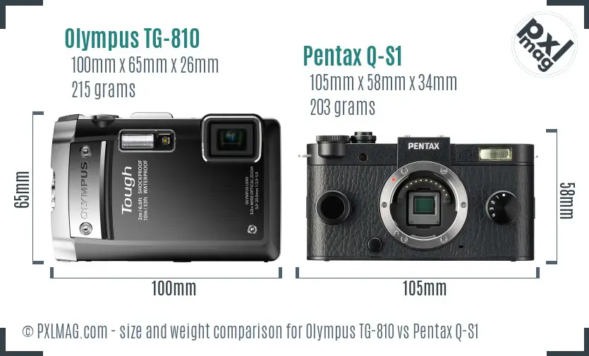 Olympus TG-810 vs Pentax Q-S1 size comparison