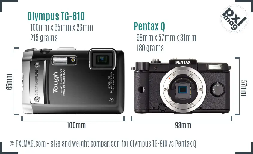 Olympus TG-810 vs Pentax Q size comparison