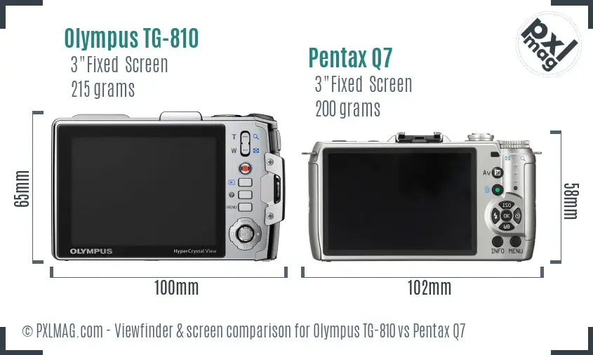 Olympus TG-810 vs Pentax Q7 Screen and Viewfinder comparison