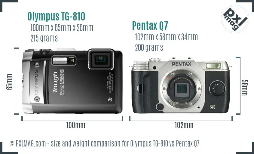 Olympus TG-810 vs Pentax Q7 size comparison