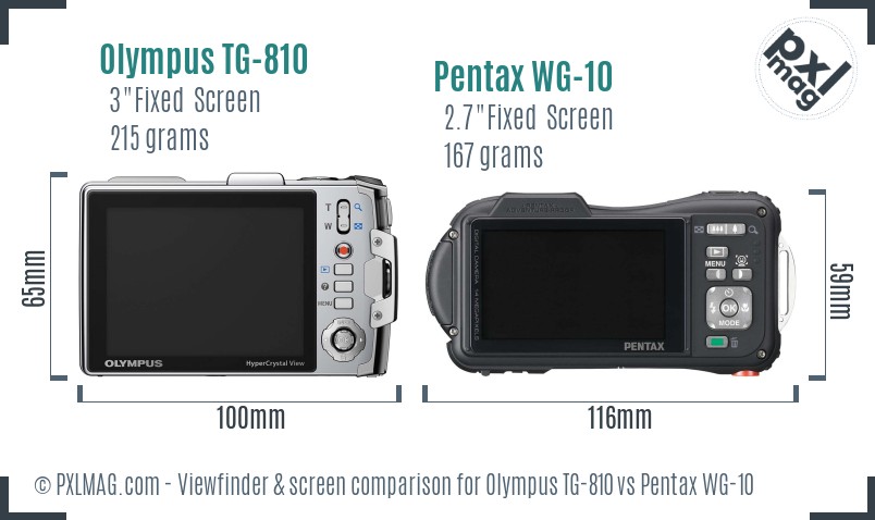 Olympus TG-810 vs Pentax WG-10 Screen and Viewfinder comparison