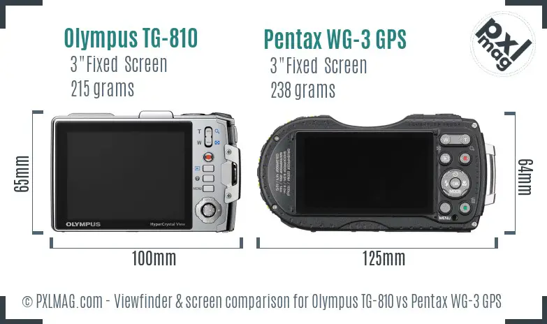Olympus TG-810 vs Pentax WG-3 GPS Screen and Viewfinder comparison