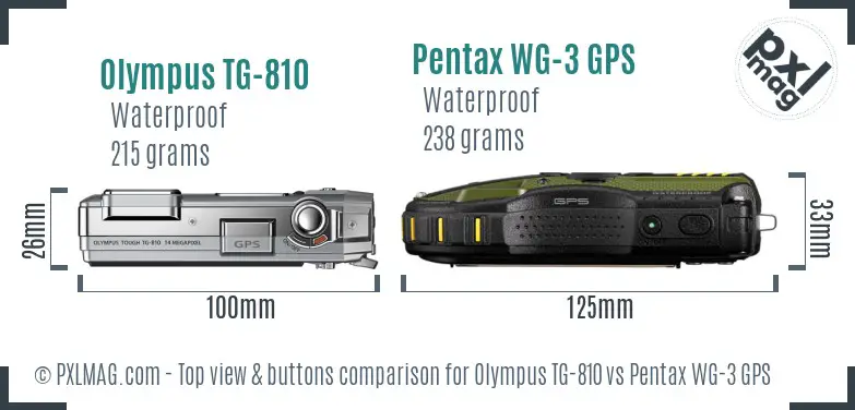 Olympus TG-810 vs Pentax WG-3 GPS top view buttons comparison