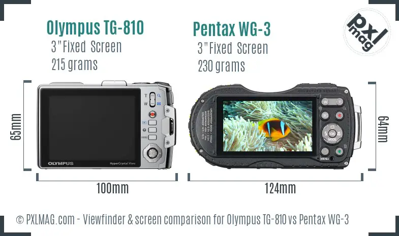 Olympus TG-810 vs Pentax WG-3 Screen and Viewfinder comparison