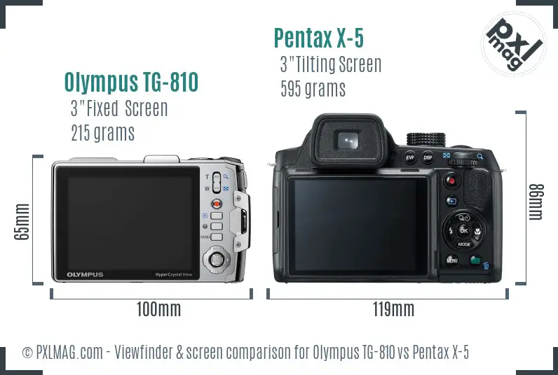 Olympus TG-810 vs Pentax X-5 Screen and Viewfinder comparison