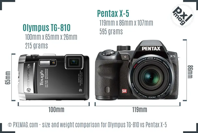 Olympus TG-810 vs Pentax X-5 size comparison Olympus TG-810 vs Pentax X-5 size comparison