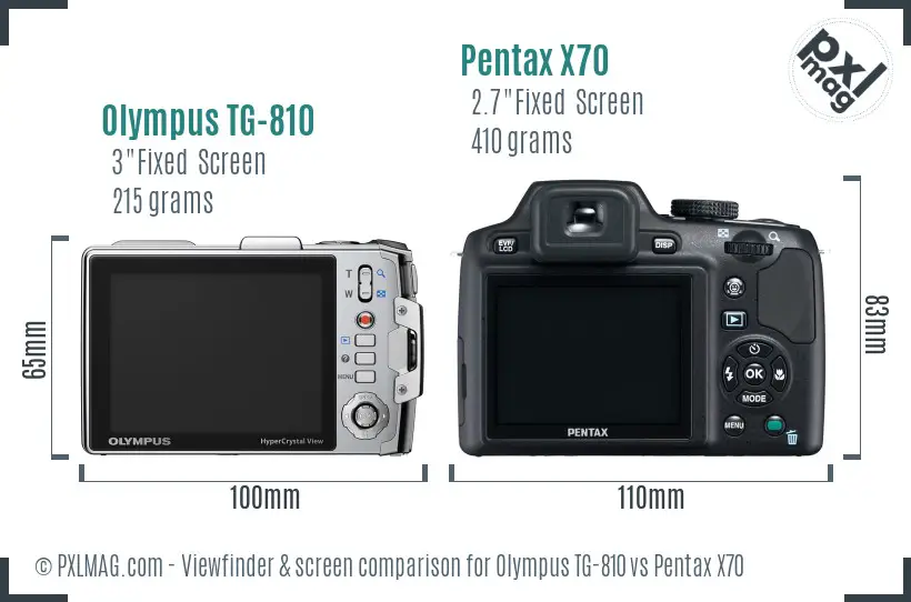 Olympus TG-810 vs Pentax X70 Screen and Viewfinder comparison Olympus TG-810 vs Pentax X70 Screen and Viewfinder comparison