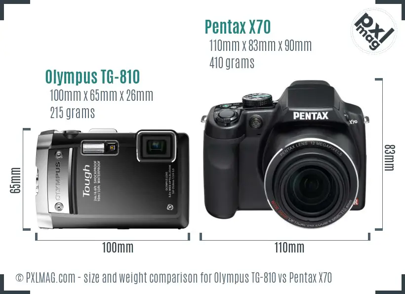 Olympus TG-810 vs Pentax X70 size comparison Olympus TG-810 vs Pentax X70 size comparison