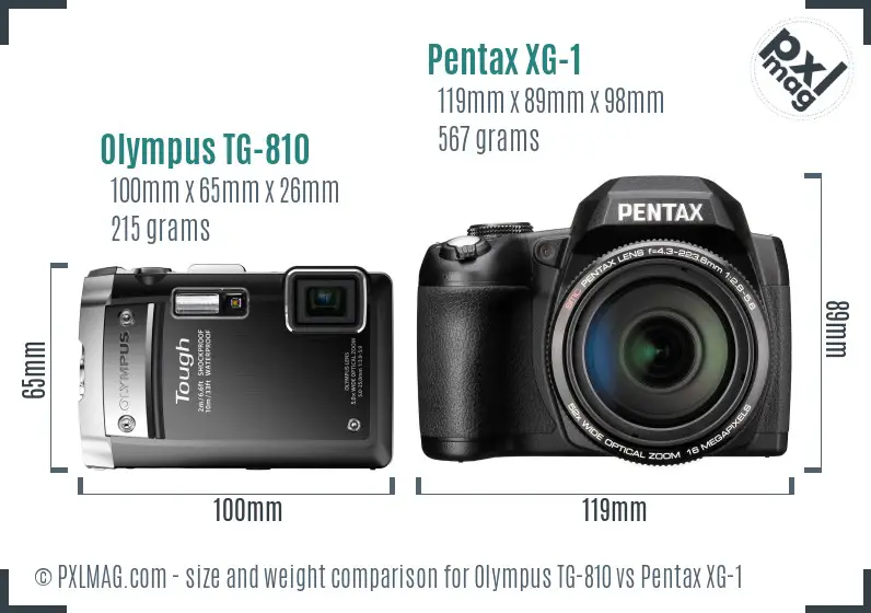Olympus TG-810 vs Pentax XG-1 size comparison Olympus TG-810 vs Pentax XG-1 size comparison