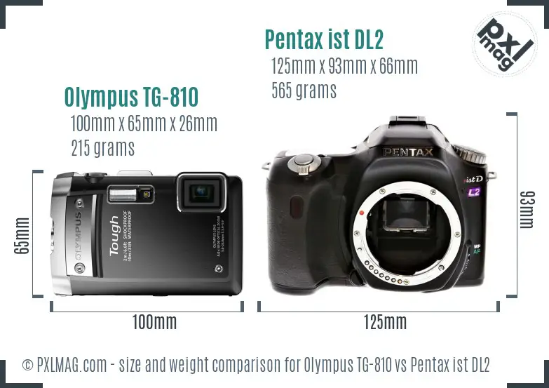 Olympus TG-810 vs Pentax ist DL2 size comparison