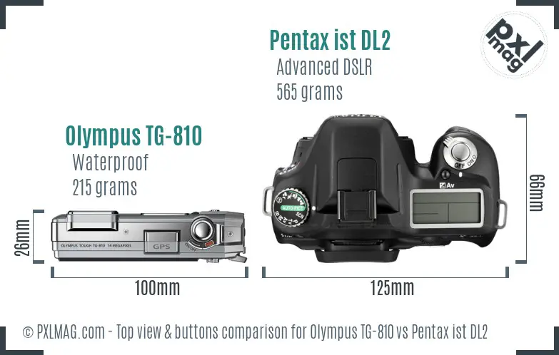 Olympus TG-810 vs Pentax ist DL2 top view buttons comparison