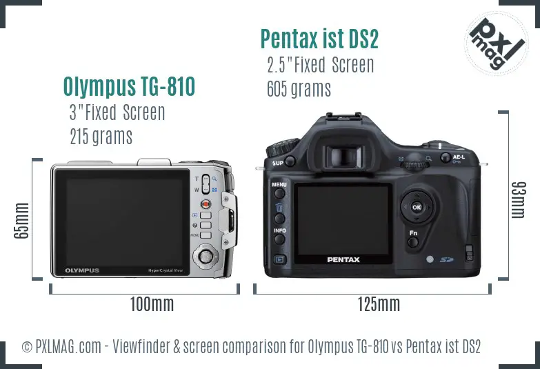 Olympus TG-810 vs Pentax ist DS2 Screen and Viewfinder comparison