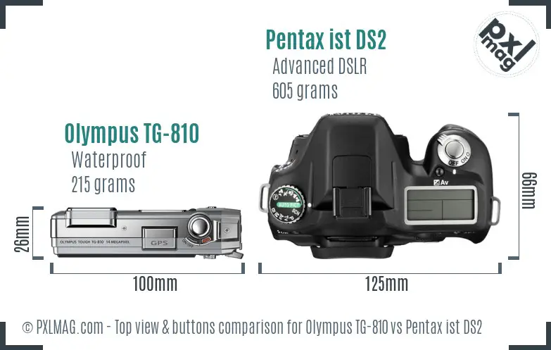 Olympus TG-810 vs Pentax ist DS2 top view buttons comparison