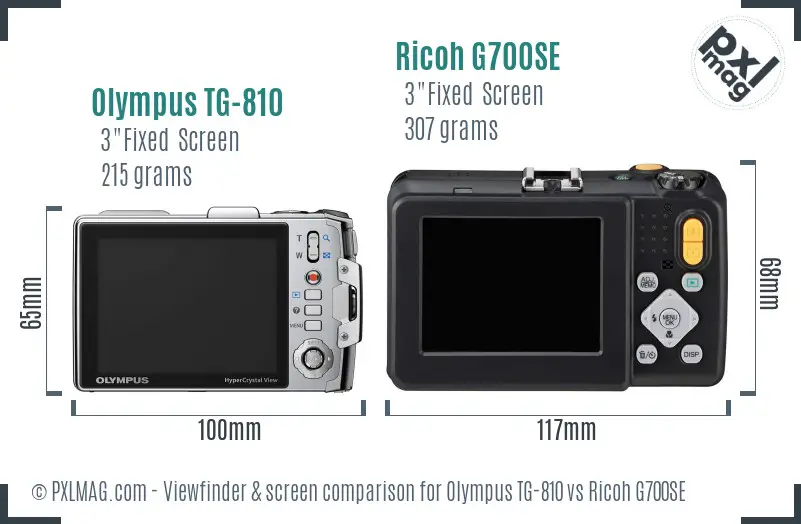 Olympus TG-810 vs Ricoh G700SE Screen and Viewfinder comparison