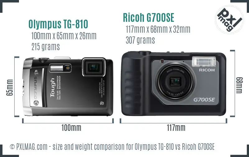 Olympus TG-810 vs Ricoh G700SE size comparison