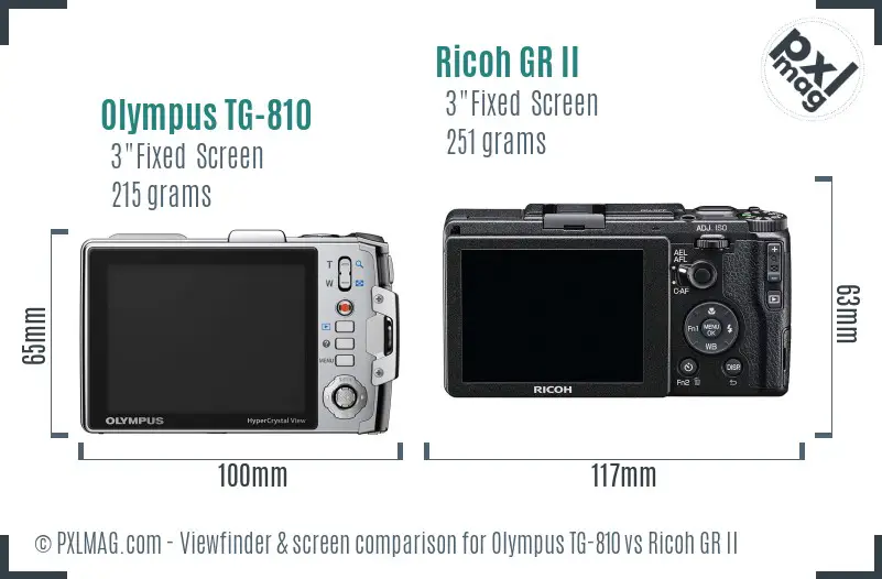 Olympus TG-810 vs Ricoh GR II Screen and Viewfinder comparison