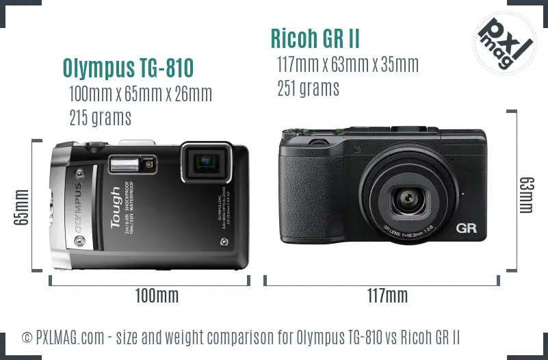 Olympus TG-810 vs Ricoh GR II size comparison