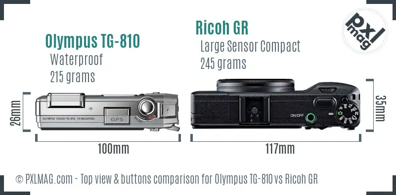 Olympus TG-810 vs Ricoh GR top view buttons comparison