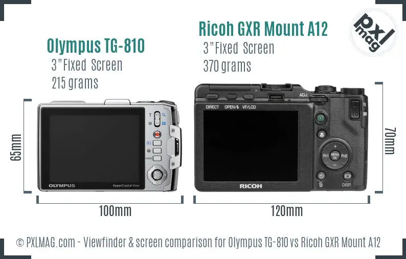 Olympus TG-810 vs Ricoh GXR Mount A12 Screen and Viewfinder comparison Olympus TG-810 vs Ricoh GXR Mount A12 Screen and Viewfinder comparison