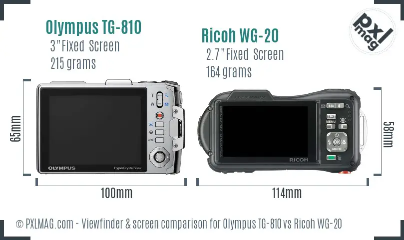 Olympus TG-810 vs Ricoh WG-20 Screen and Viewfinder comparison