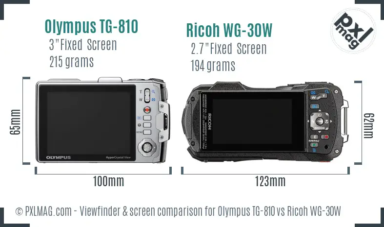 Olympus TG-810 vs Ricoh WG-30W Screen and Viewfinder comparison Olympus TG-810 vs Ricoh WG-30W Screen and Viewfinder comparison