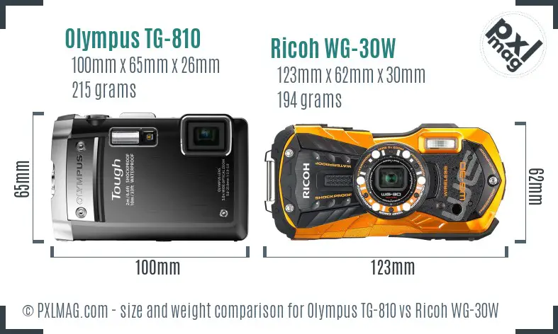 Olympus TG-810 vs Ricoh WG-30W size comparison Olympus TG-810 vs Ricoh WG-30W size comparison