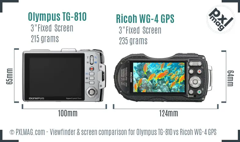 Olympus TG-810 vs Ricoh WG-4 GPS Screen and Viewfinder comparison