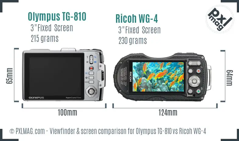 Olympus TG-810 vs Ricoh WG-4 Screen and Viewfinder comparison