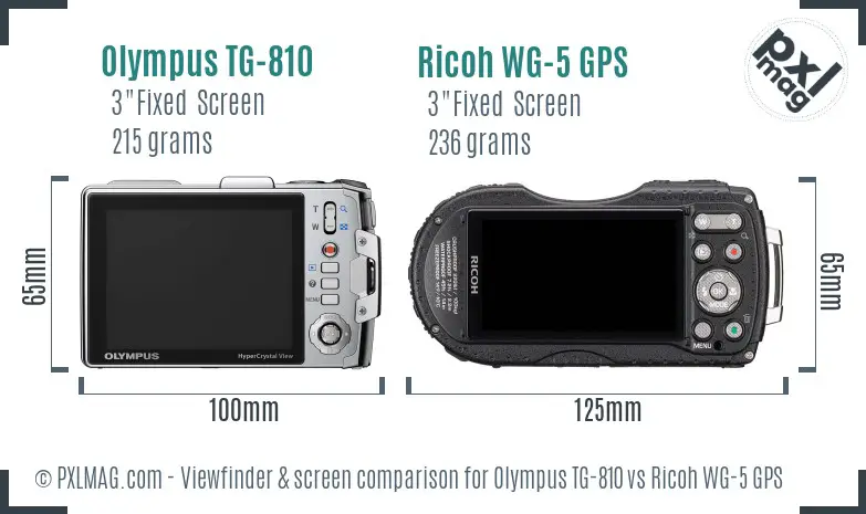 Olympus TG-810 vs Ricoh WG-5 GPS Screen and Viewfinder comparison
