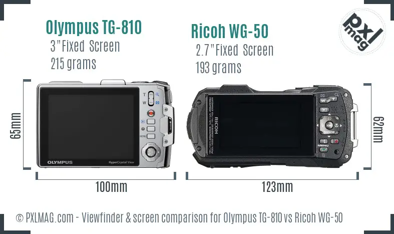 Olympus TG-810 vs Ricoh WG-50 Screen and Viewfinder comparison