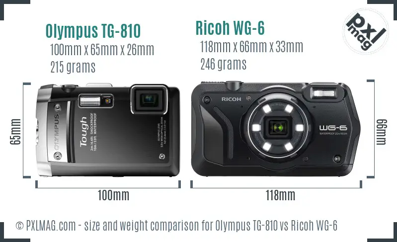 Olympus TG-810 vs Ricoh WG-6 size comparison