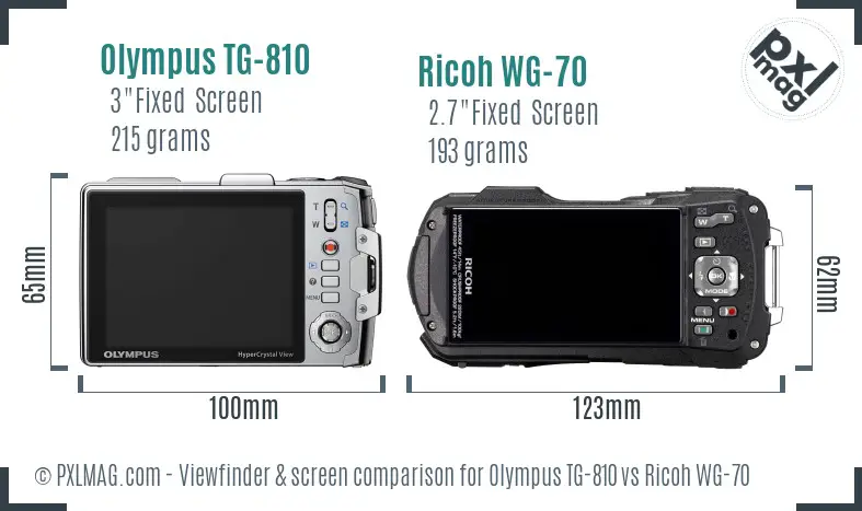 Olympus TG-810 vs Ricoh WG-70 Screen and Viewfinder comparison
