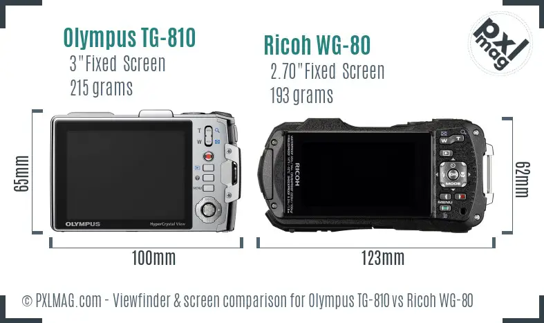 Olympus TG-810 vs Ricoh WG-80 Screen and Viewfinder comparison