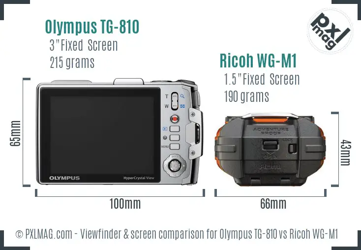 Olympus TG-810 vs Ricoh WG-M1 Screen and Viewfinder comparison
