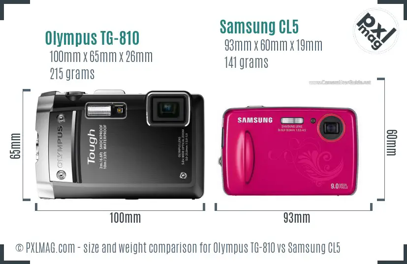 Olympus TG-810 vs Samsung CL5 size comparison