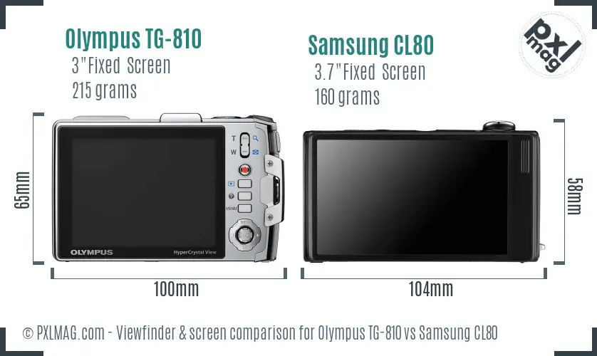 Olympus TG-810 vs Samsung CL80 Screen and Viewfinder comparison