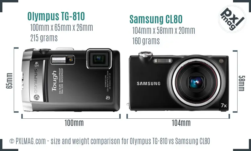 Olympus TG-810 vs Samsung CL80 size comparison